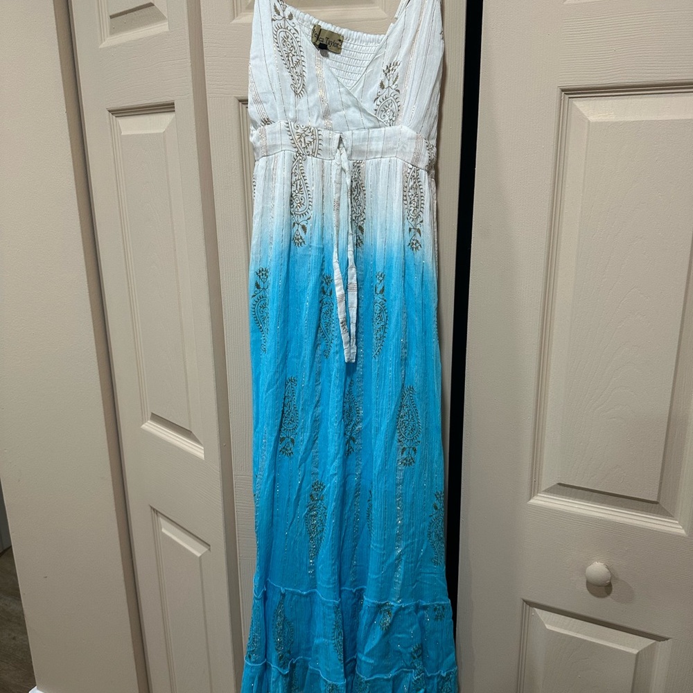 Blue and White Maxi Dress